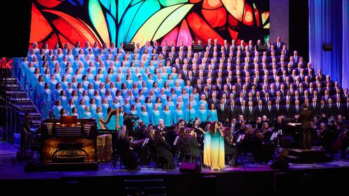 Singer with the Tabernacle Choir at Temple Square concert at the National Auditorium in Mexico City on June 17, 2023.