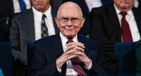 Dallin H. Oaks smiles as he sits in an audience at Brigham Young University (BYU). September 13, 2016.