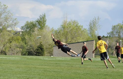 boys playing Frisbee