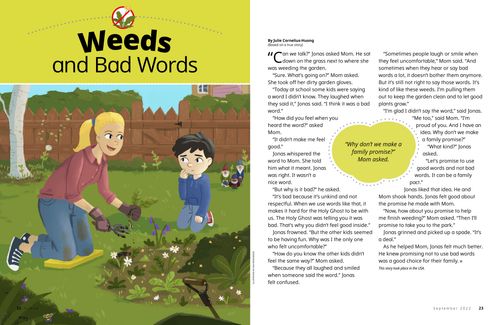 Page PDF of a boy and his mom working in a garden