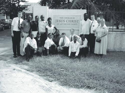 group of people outside Church meetinghouse