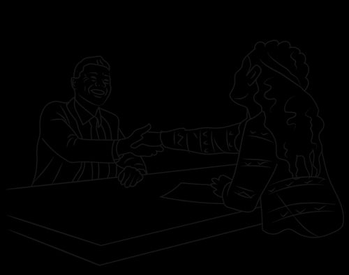 illustration of man and woman shaking hands