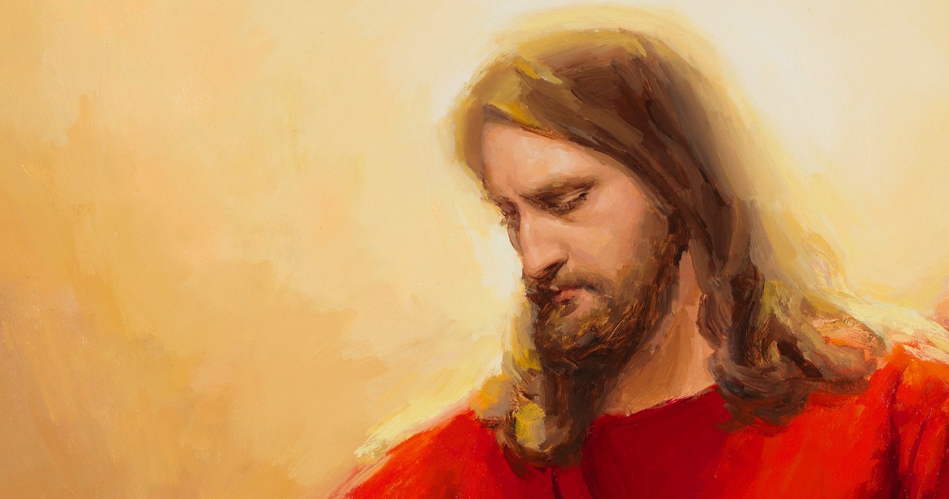 Painting of Jesus Christ wearing red.