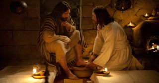 Jesús lava los pies de Pedro