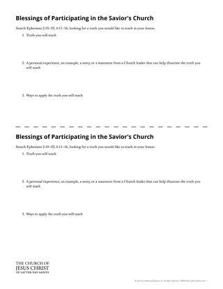 Blessings of Participating in the Savior’s Church handout